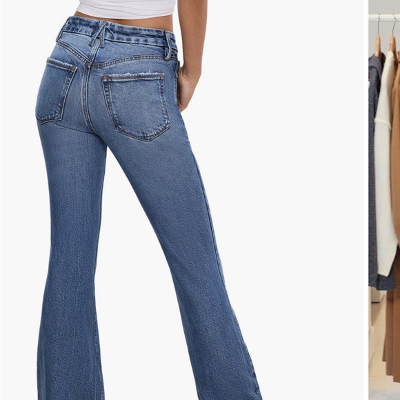 👖 Good American Good Legs Raw Hem Flare Jeans – NWT Size: 10 Tall 👖 - Picture 2 of 11